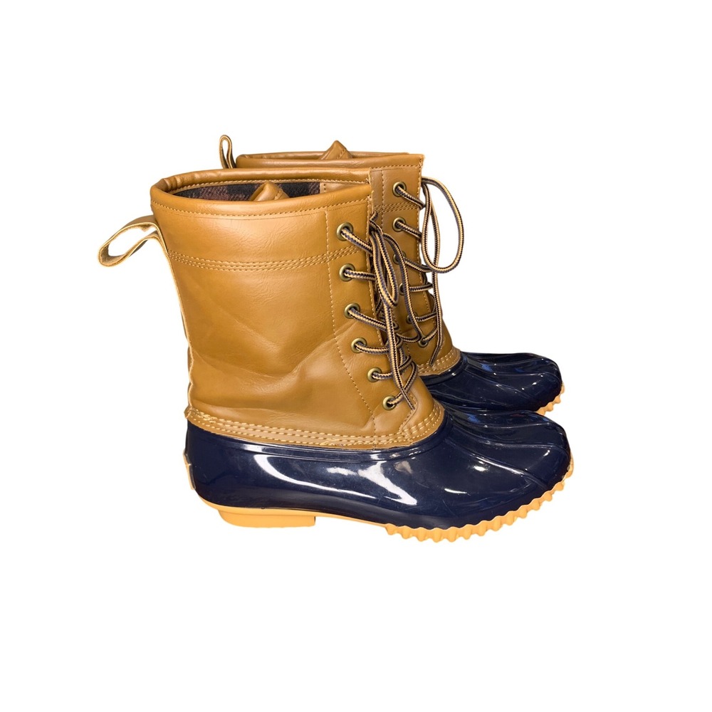 Sporto Ariel Duck Boot Top Sider Womens Tan Navy Rubber Lace Up Size 7M NWOT - Picture 2 of 8